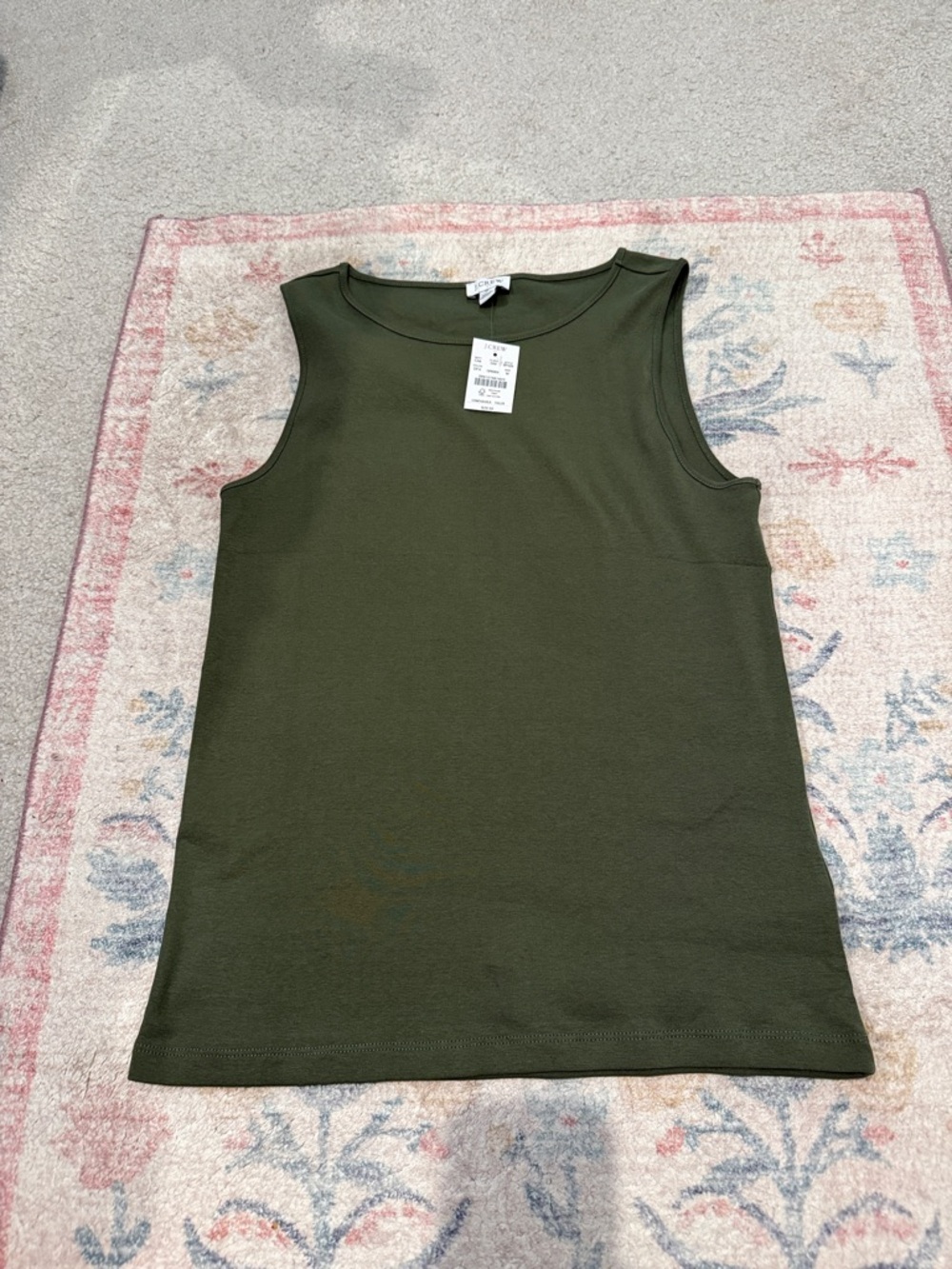 NWT J. Crew olive green 100% cotton boat neck tank top